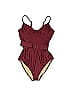 Shade & Shore Solid Burgundy One Piece Swimsuit Size L - photo 1
