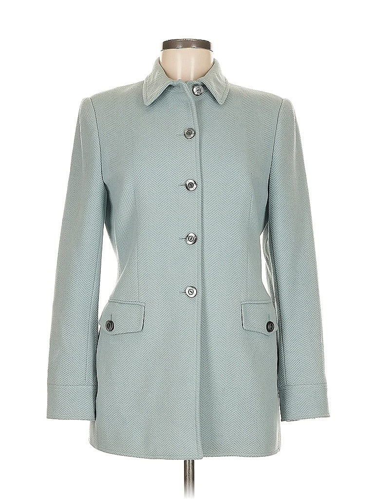 Carlisle Chevron-herringbone Blue Teal Coat Size 6 - photo 1