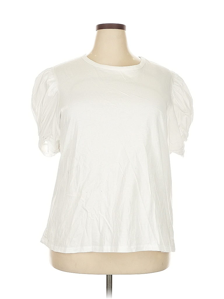 Pomander Place 100% Cotton White Short Sleeve Top Size 3X - photo 1