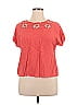 Solitaire 100% Rayon Orange Red Short Sleeve Top Size 1X - photo 1