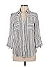 Fortune + Ivy 100% Polyester Stripes Gray 3/4 Sleeve Blouse Size M - photo 1