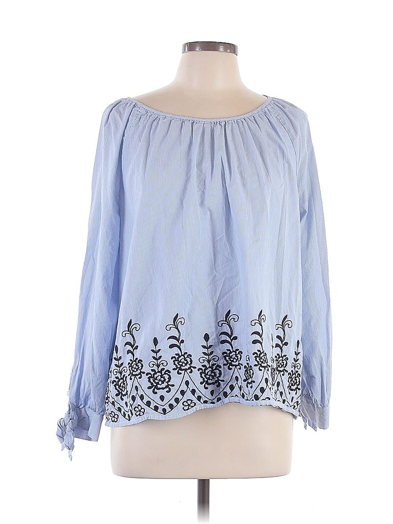 Tommy Hilfiger 100% Cotton Blue 3/4 Sleeve Blouse Size L - photo 1
