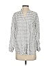 Coldwater Creek 100% Linen Stripes Gray 3/4 Sleeve Button-Down Shirt Size S - photo 1