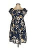 Xhilaration 100% Polyester Floral Blue Casual Dress Size L - photo 1