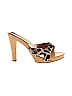 Dolce & Gabbana 100% Calf Hair Animal Print Tan Brown Calf Hair Wooden Clog Slide Sandals Size EU 40 - photo 1