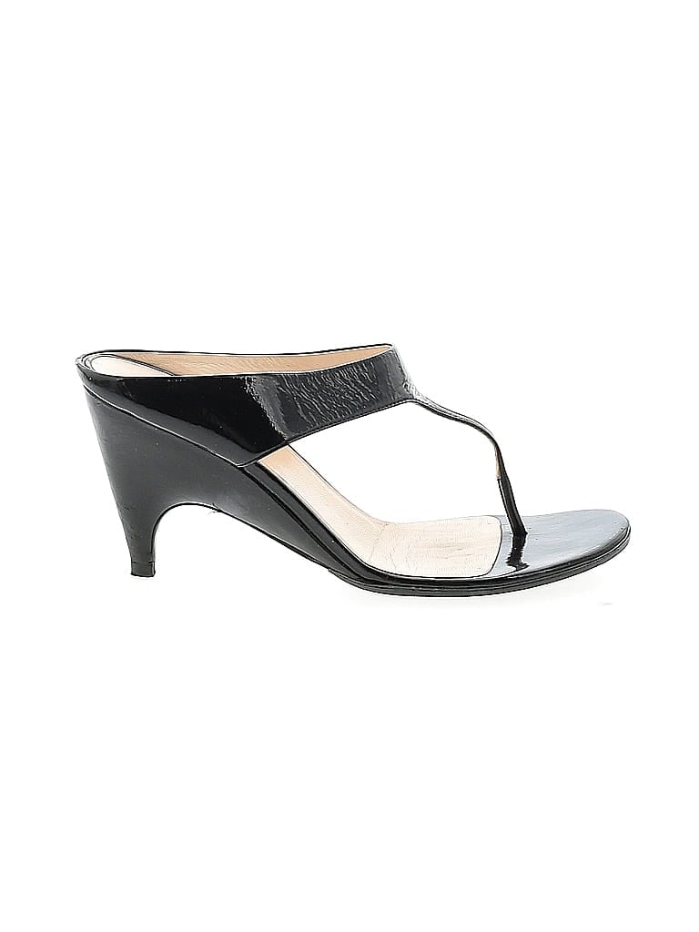 Prada 100% Patent Leather Black Patent Leather Heel Sandals Size EU 35 - photo 1