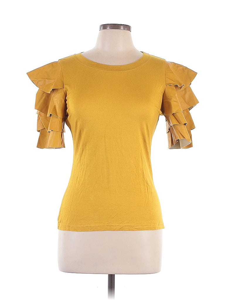 Gracia Yellow Short Sleeve Top Size L - photo 1