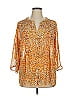 Chaus 100% Polyester Orange 3/4 Sleeve Blouse Size XL - photo 1