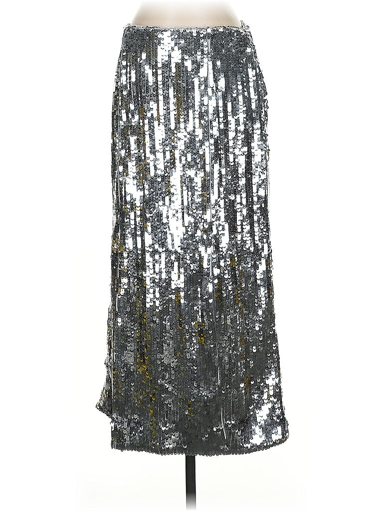J.Crew Collection 100% Polyester Metallic Silver Formal Skirt Size 4 - photo 1