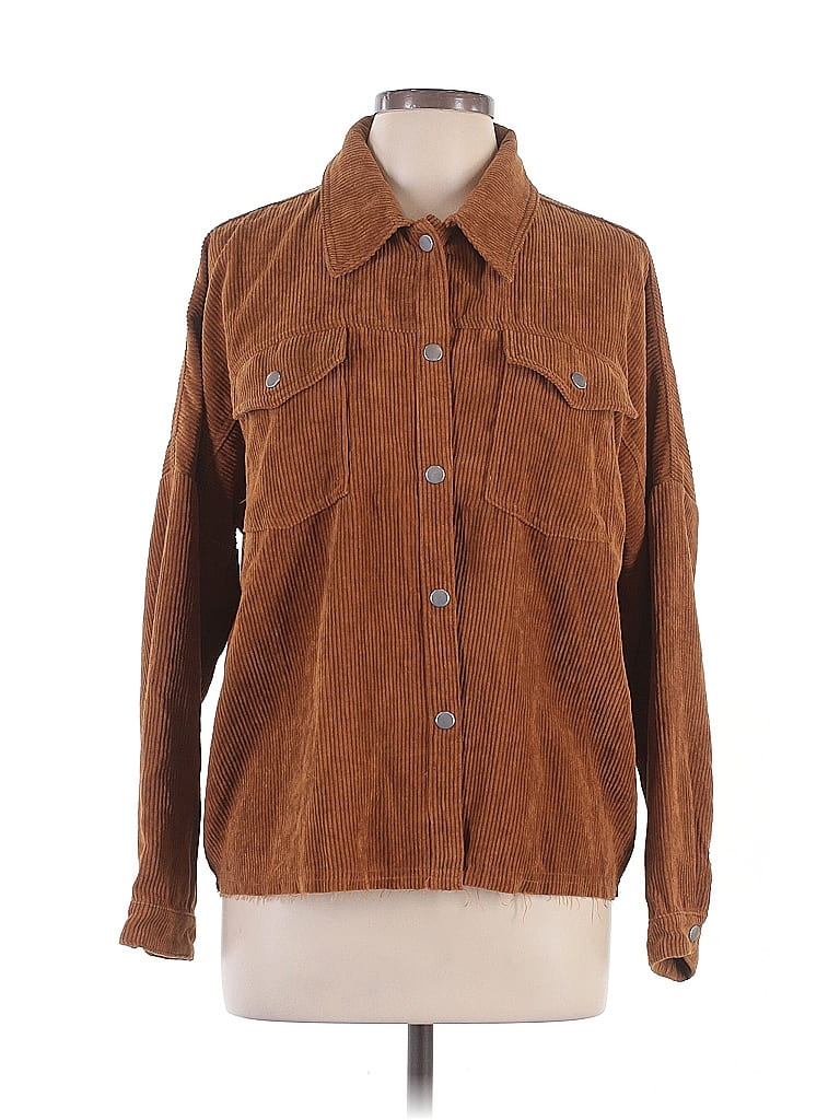 Everly Brown Long Sleeve Blouse Size L - photo 1