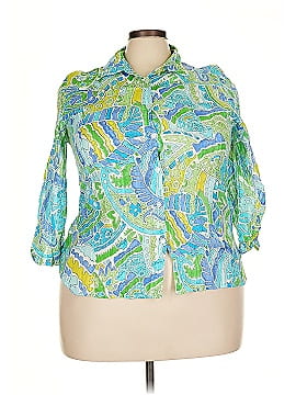 Alfred Dunner 3/4 Sleeve Button Down Shirt