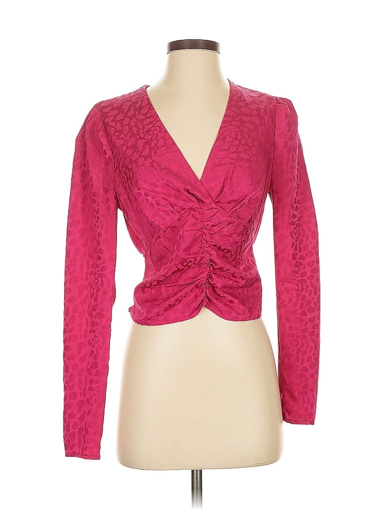 WAYF Animal Print Pink Long Sleeve Blouse Size XS - photo 1