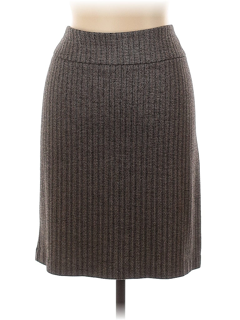 New York & Company Chevron-herringbone Gray Brown Casual Skirt Size L - photo 1