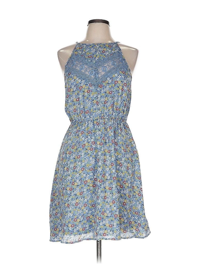 Mi ami 100% Polyester Paisley Blue Casual Dress Size L - photo 1