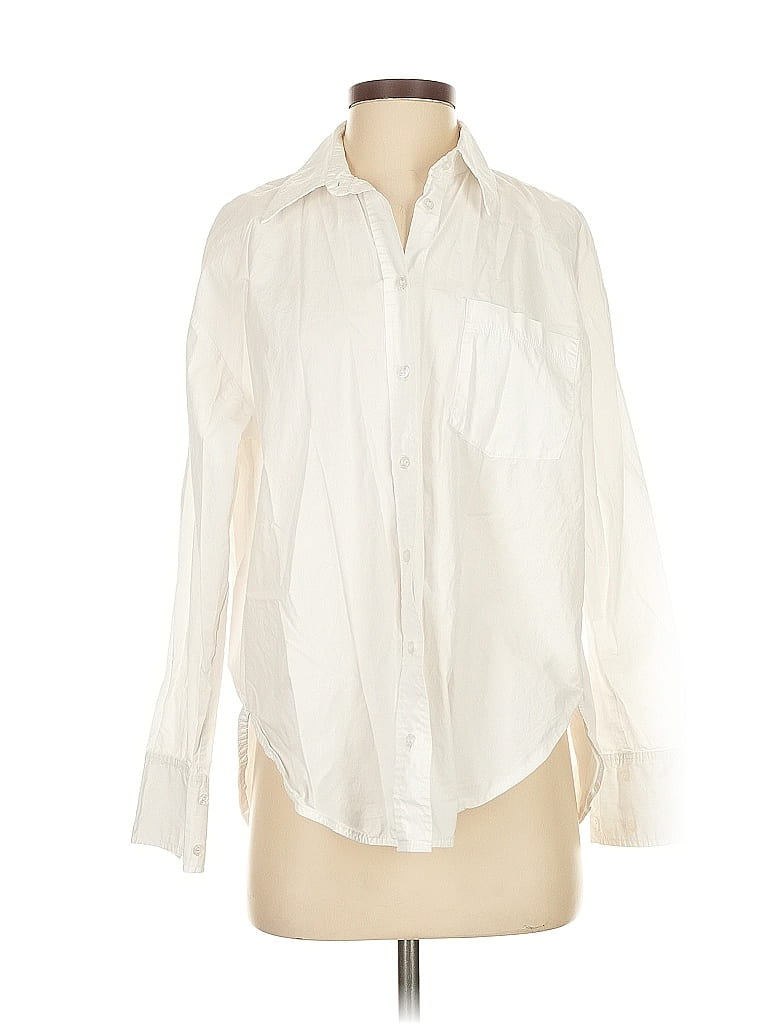 Zara 100% Cotton Ivory Long Sleeve Button-Down Shirt Size S - photo 1