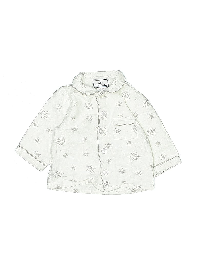 Pre-owned Petite Plume Kids' Long Sleeve Button Down Shirt In White