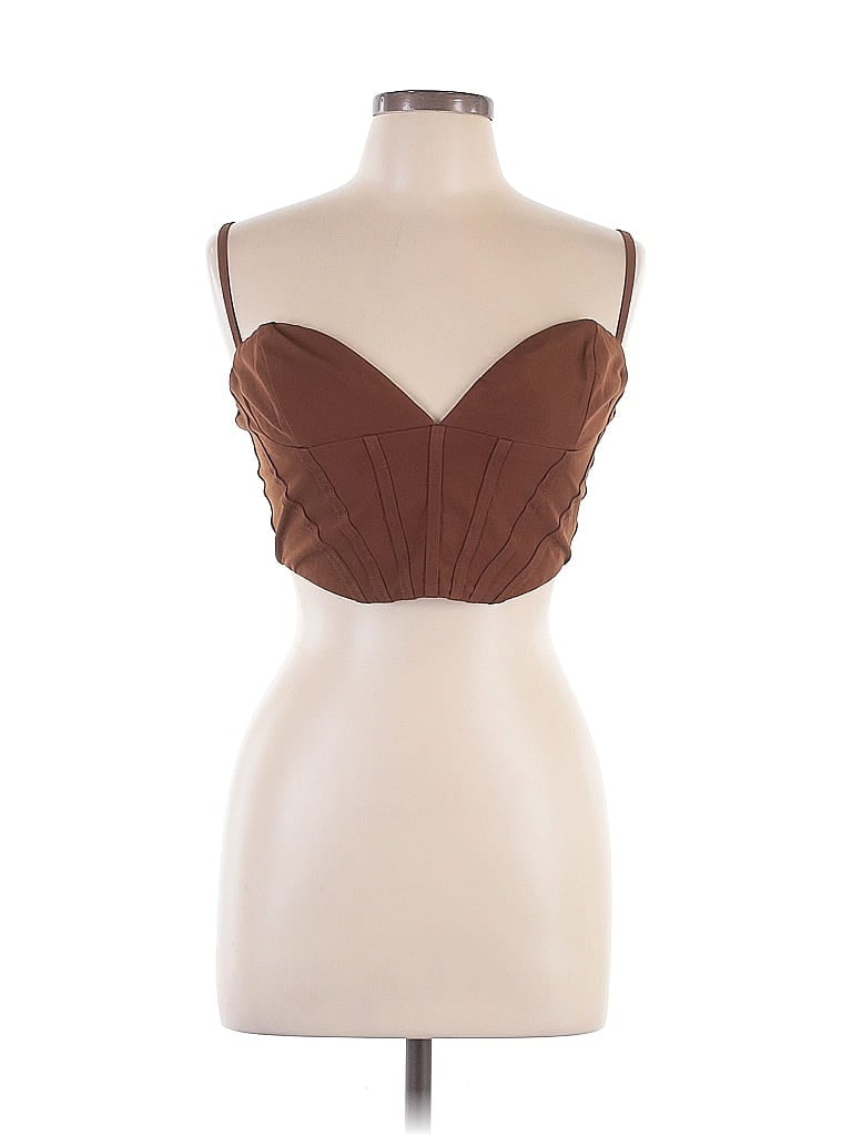 White Fox 100% Polyester Brown Sleeveless Blouse Size L - photo 1