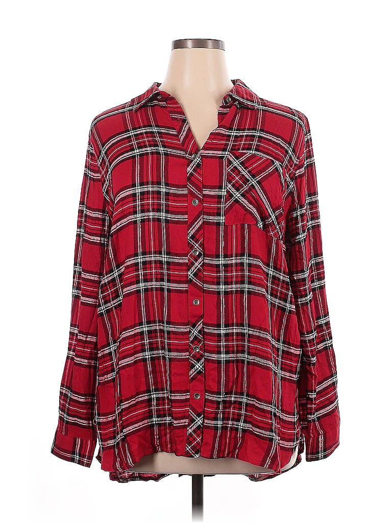 Maurices Plaid Red Long Sleeve Button-Down Shirt Size 16 - 44% off ...