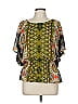One World 100% Polyester Green Short Sleeve Blouse Size M - photo 1