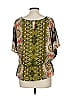 One World 100% Polyester Green Short Sleeve Blouse Size M - photo 2