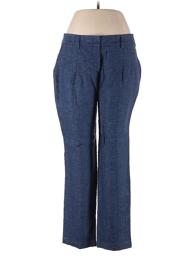 Akris Punto 100% Linen Tweed Blue Linen Pants Size 12 - photo 1