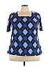 Jessica London Argyle Blue Short Sleeve Blouse Size 22 - photo 1