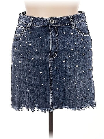 Hydraulic Denim Skirt (view 1)