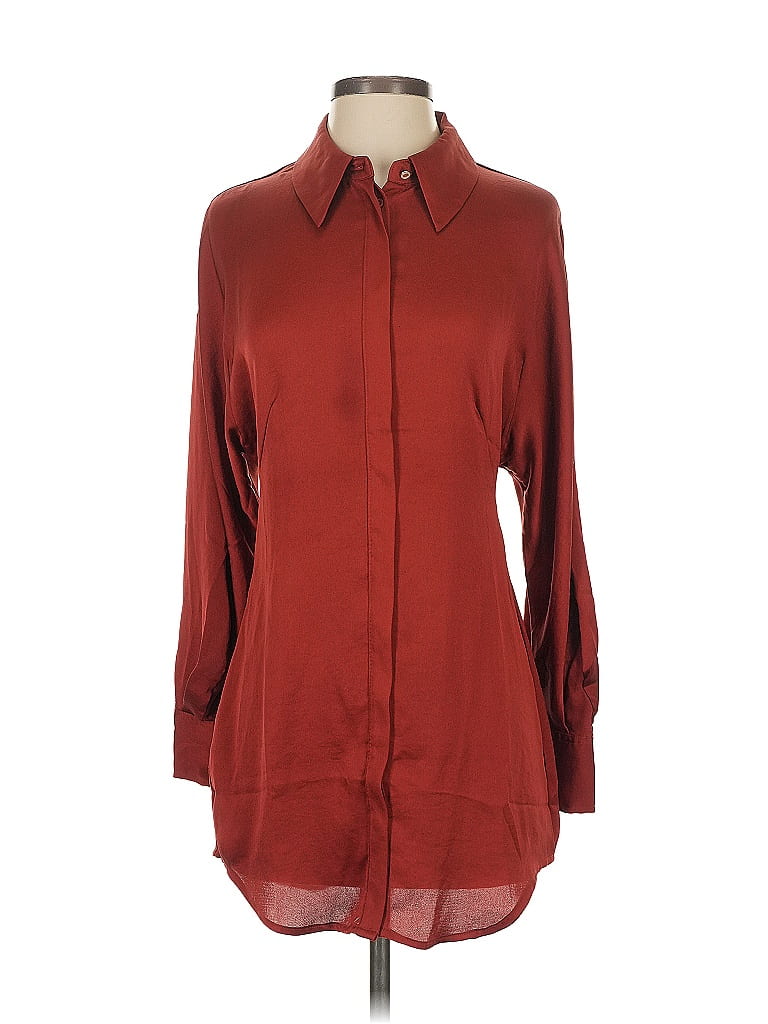 MNG 100% Polyester Burgundy 3/4 Sleeve Blouse Size 2 - photo 1
