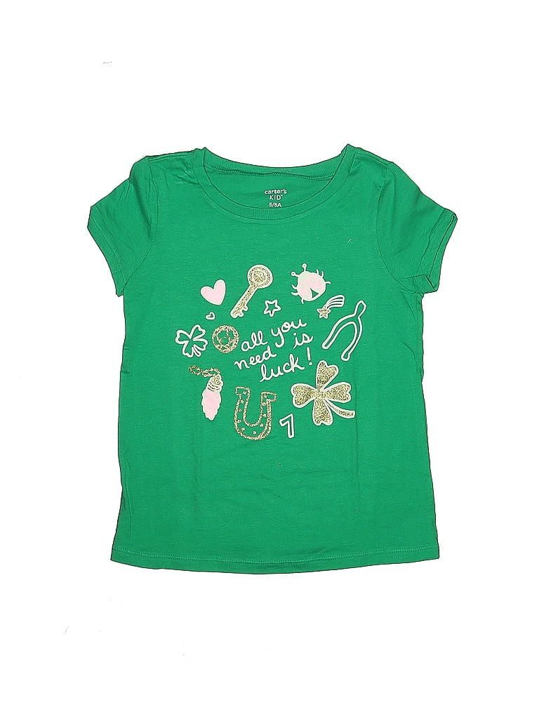 Carter's 100% Cotton Green Short Sleeve T-Shirt Size 5 (big kids) - photo 1