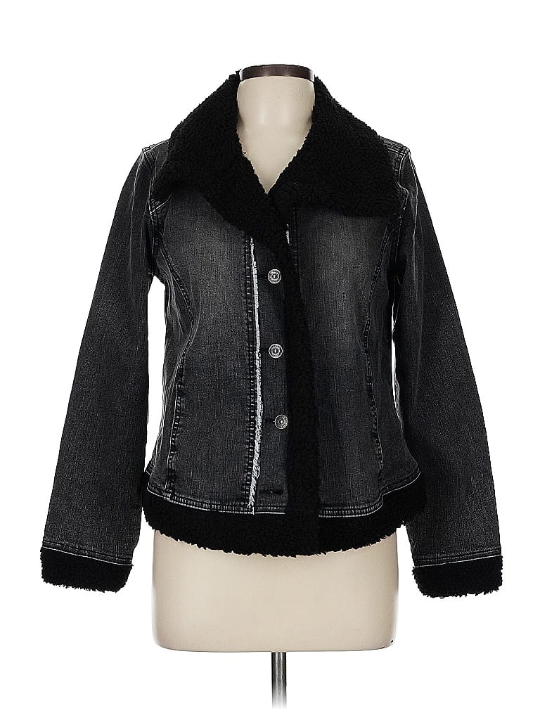 LOGO by Lori Goldstein Black Faux Fur Jacket Size 6 - photo 1