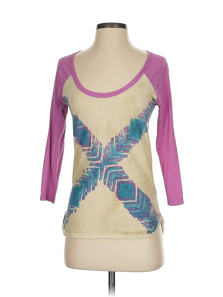 Chaser 100% Cotton Chevron-herringbone Purple 3/4 Sleeve T-Shirt Size S - photo 1