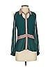 Naked Zebra 100% Polyester Color Block Teal Long Sleeve Blouse Size S - photo 1