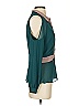 Naked Zebra 100% Polyester Color Block Teal Long Sleeve Blouse Size S - photo 4