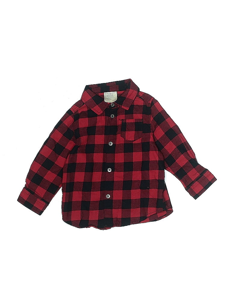 First Impressions Plaid Red Long Sleeve Button-Down Shirt 12-18 MO / 18 MO - photo 1