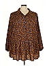 LOGO by Lori Goldstein Animal Print Brown 3/4 Sleeve Blouse Size 3X - photo 1