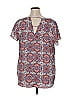 Ann Taylor LOFT 100% Polyester Blue Short Sleeve Blouse Size 16 - photo 2