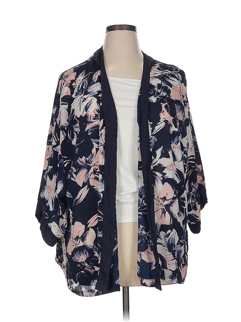 Vivo Nuru Sleeveless Maxi Kimono - Grey / Navy Uru Print