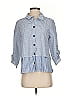 Habitat Stripes Blue 3/4 Sleeve Button-Down Shirt Size XS - photo 1