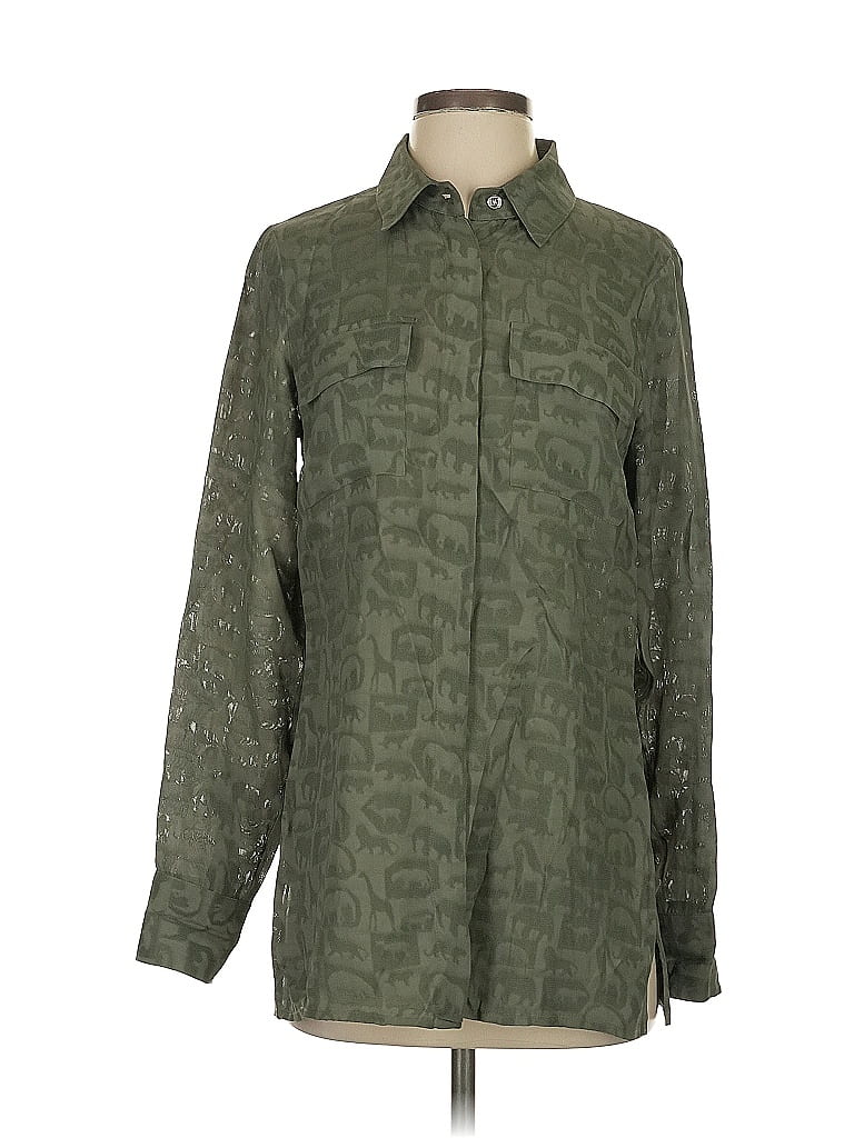 Pre-owned Worth Long Sleeve Button Down Shirt In Green