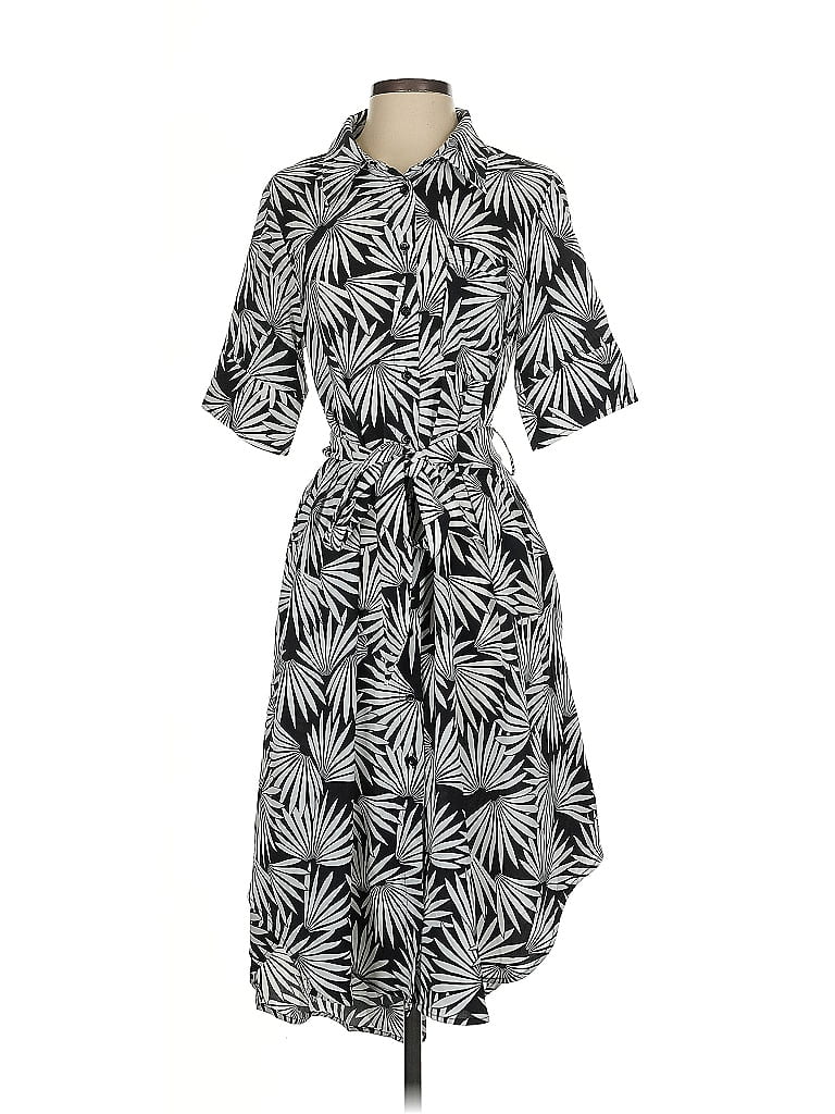 Gracia 100% Polyester Print Gray Casual Dress Size S - photo 1