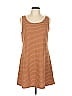 LOGO by Lori Goldstein Stripes Brown Casual Dress Size L - photo 1
