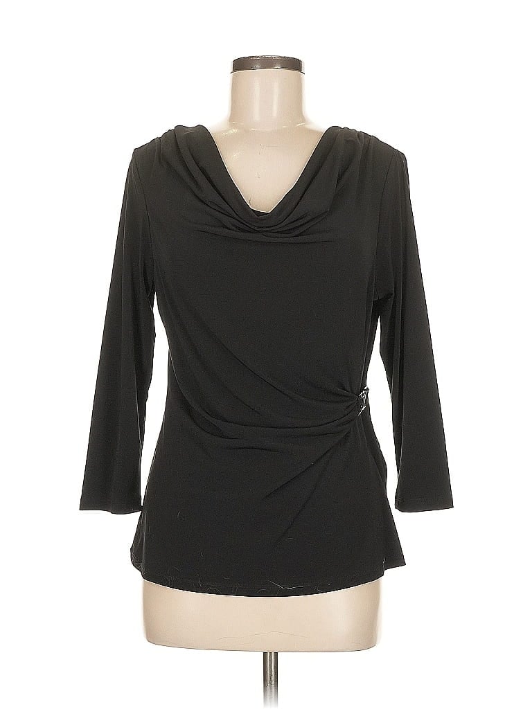 Pre-owned Calvin Klein 3/4 Sleeve Top Black Cowl Neck Tops