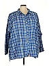Peach Love 100% Cotton Plaid Blue 3/4 Sleeve Button-Down Shirt Size 4X - photo 1