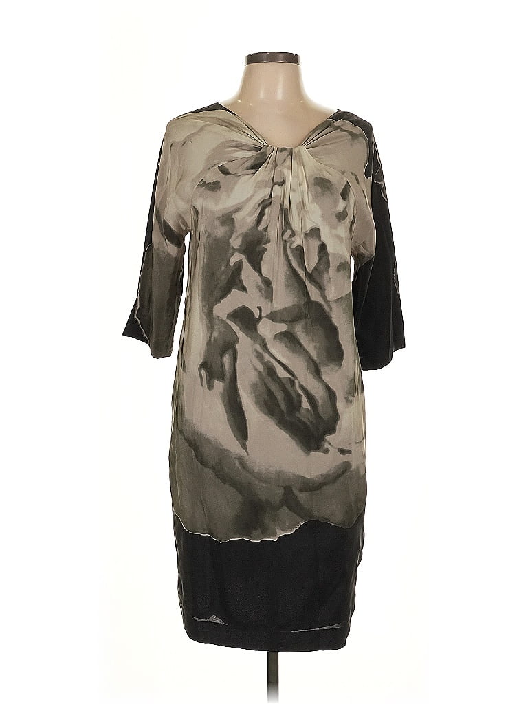 Robert Rodriguez 100% Polyester Graphic Gray Tan Casual Dress Size L - photo 1