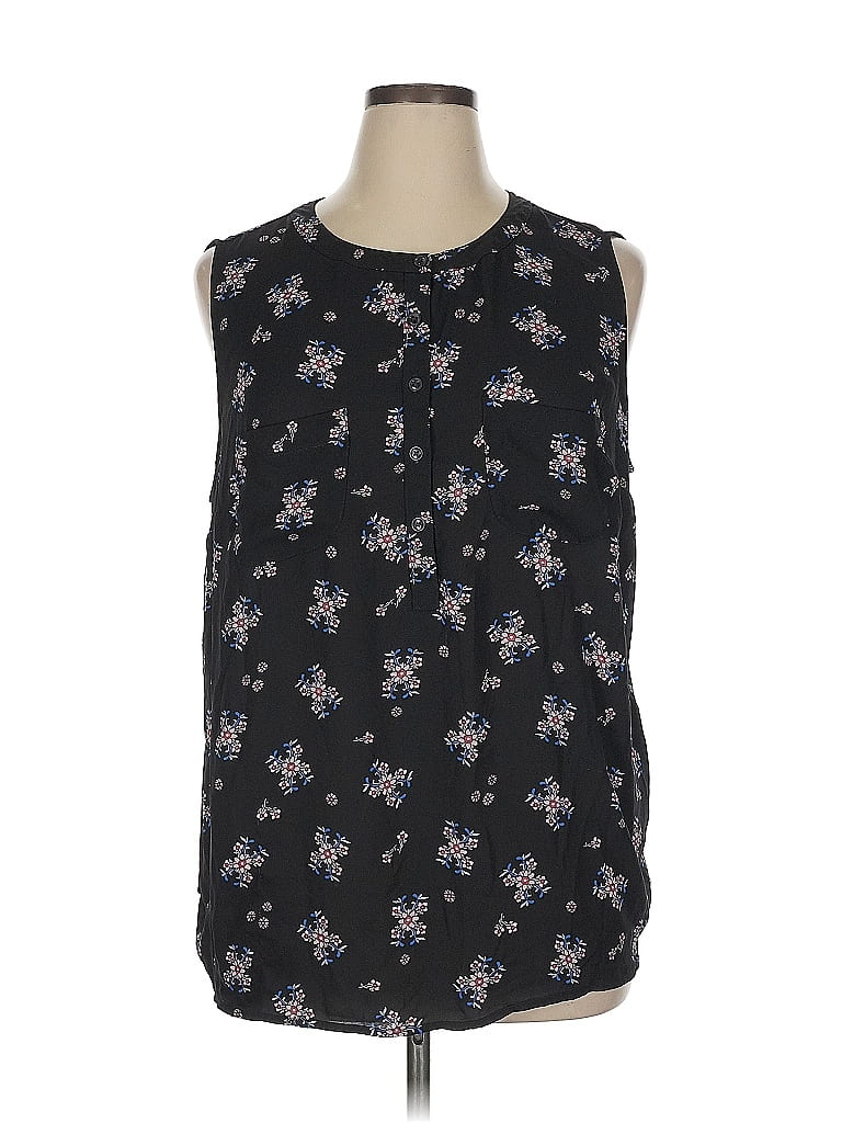 Ann Taylor LOFT 100% Rayon Black Sleeveless Blouse Size 16 - photo 1