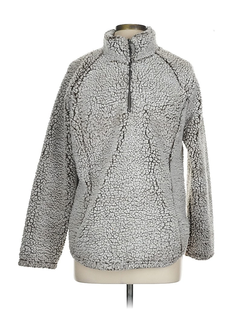 Cozy Sherpa 100% Polyester Silver Gray Pullover Sweater Size L - photo 1