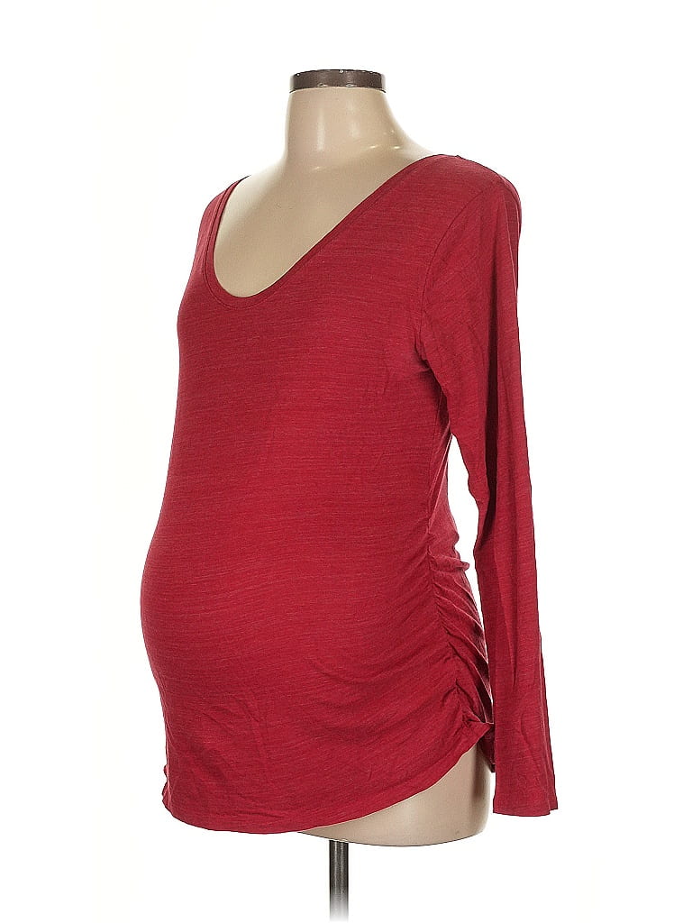 Isabel Maternity Burgundy Long Sleeve T-Shirt Size L - photo 1