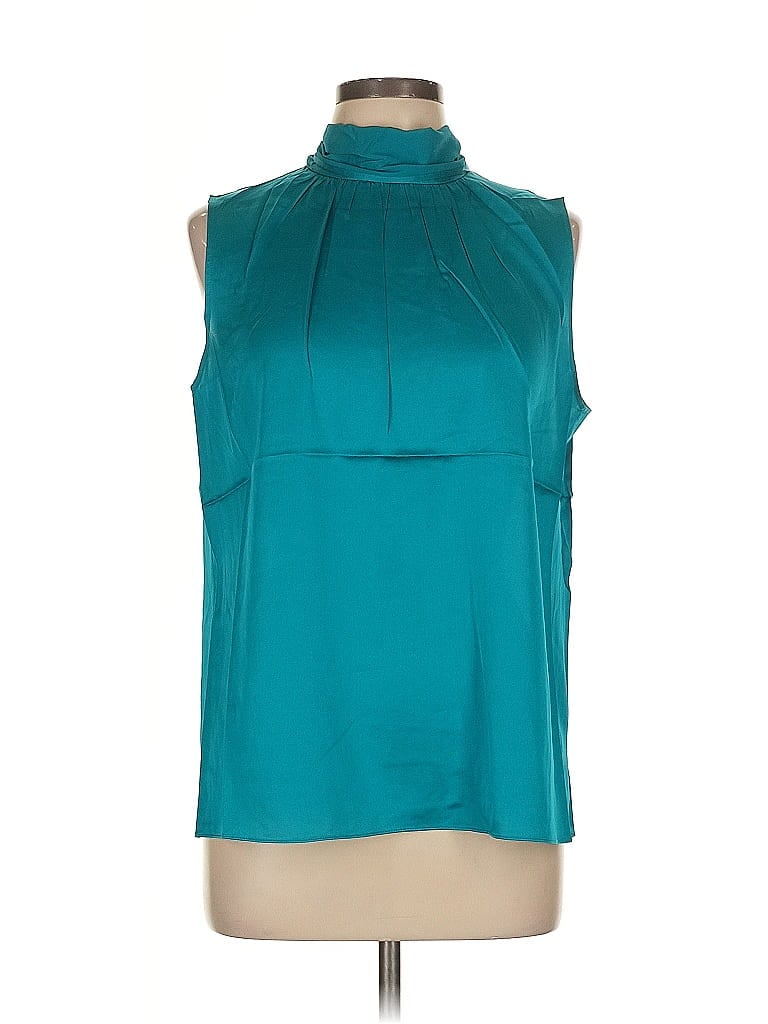 St. John Teal Sleeveless Silk Top Size L - photo 1