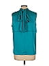 St. John Teal Sleeveless Silk Top Size L - photo 2