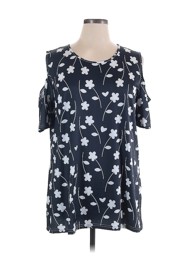 Beyond This Plane Black Short Sleeve Blouse Size 1X - photo 1